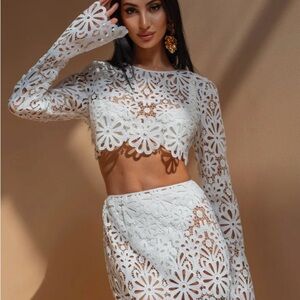 Phair White Lace Crop Top